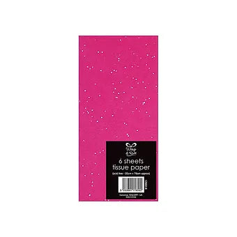 Pack of 6 Glitter Tissue Paper Pink