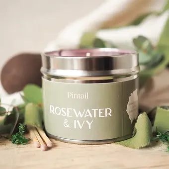 Pintail Rosewater and Ivy Classic Tin Candle