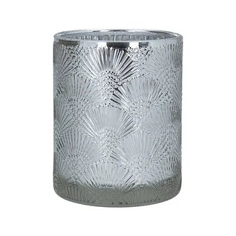 Gisela Graham Glass T-lite Holder 12cm - Silver Lustre Deco