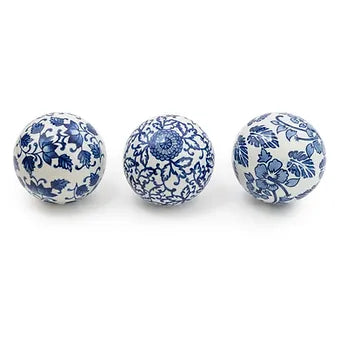 Sumatra Blue & White Assorted Large Decorative Ball 10cm - Pack of 3