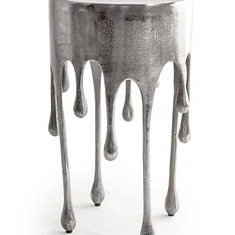 Raw Nickel "Dali" Drip Round Aluminium Side Table