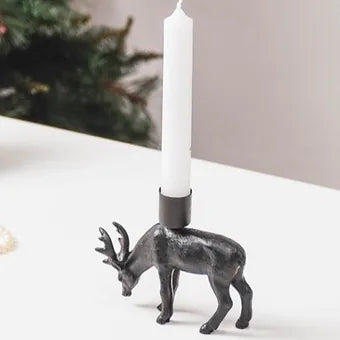 Eating Deer Candleholder - Black