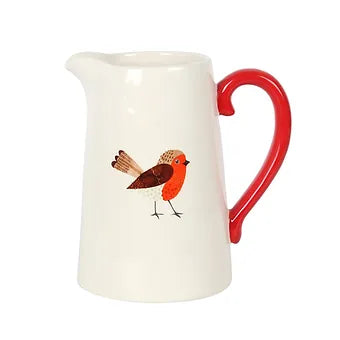 17cm Garden Robin Ceramic Flower Jug