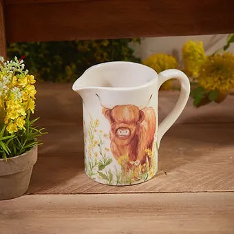 Highland Cow Floral Jug