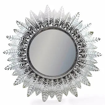 Small Silver Leaf Sun Mirror