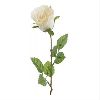 Silk White Artificial Rose 45cm