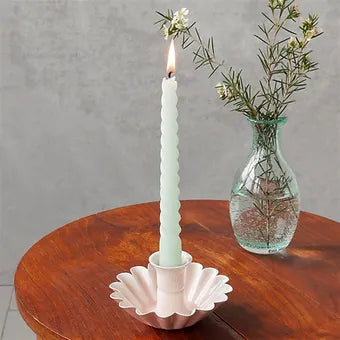 Enamel Cupped Flower Candle Holder - Pink 10.6cm