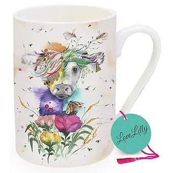 LoveLilly Art Floral Cow Mug