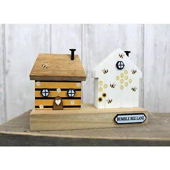 Bumble Bee Lane Block Wooden with Houses