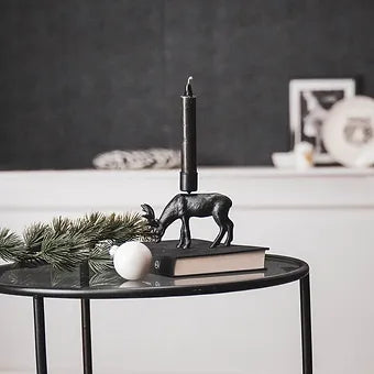 Eating Deer Candleholder - Black