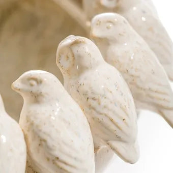 White Ceramic Flock of Birds Bowl