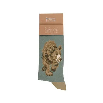 Wrendale 'In My Footsteps' Bear Bamboo Men's Socks