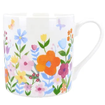 Gisela Graham Bone China Mug 9cm - Pastel Flowers