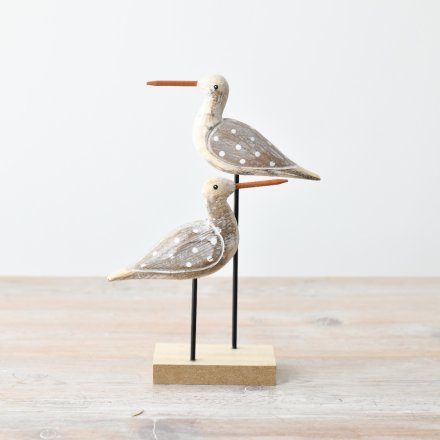 2 Birds On Wood Stand, 20.5cm