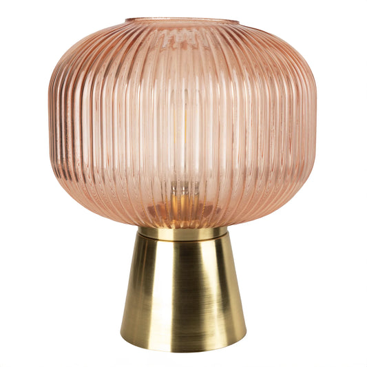 27cm LED Glass Round Ridged Lamp - Amber