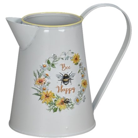 20cm Bee Happy Metal Jug