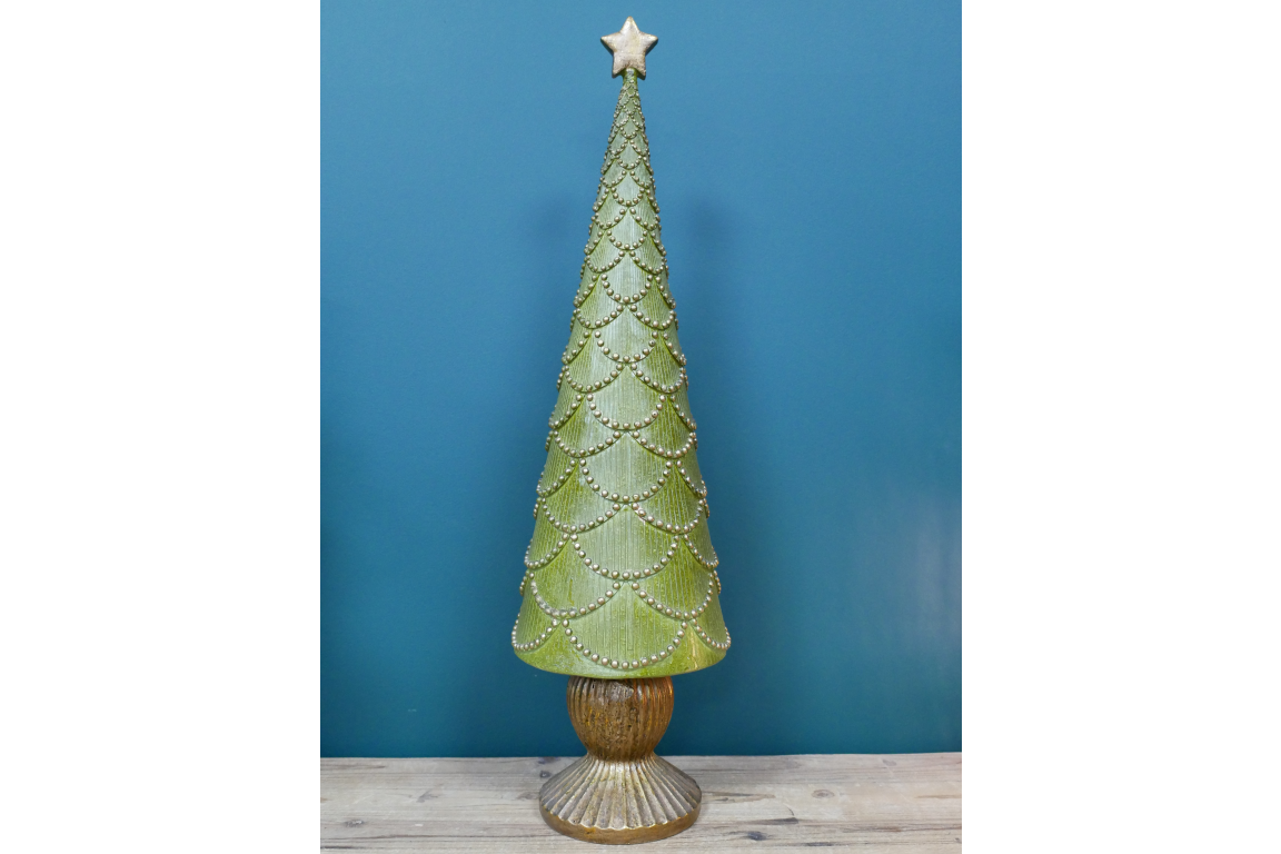 Large Green & Gold Resin Tree