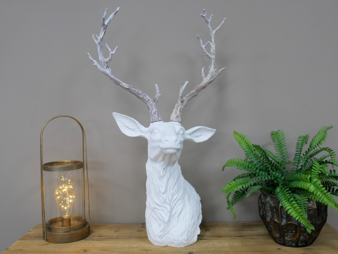 White Large Stag Head Ornament