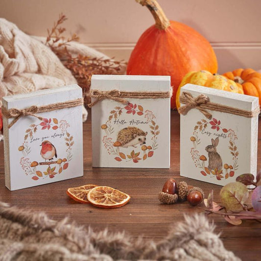 Autumn Animal Block - 3 Designs - Sold Individually