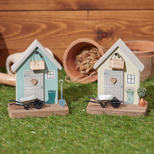 Garden Shed Scene Block Assorted Wooden with 3D Wheelbarrow