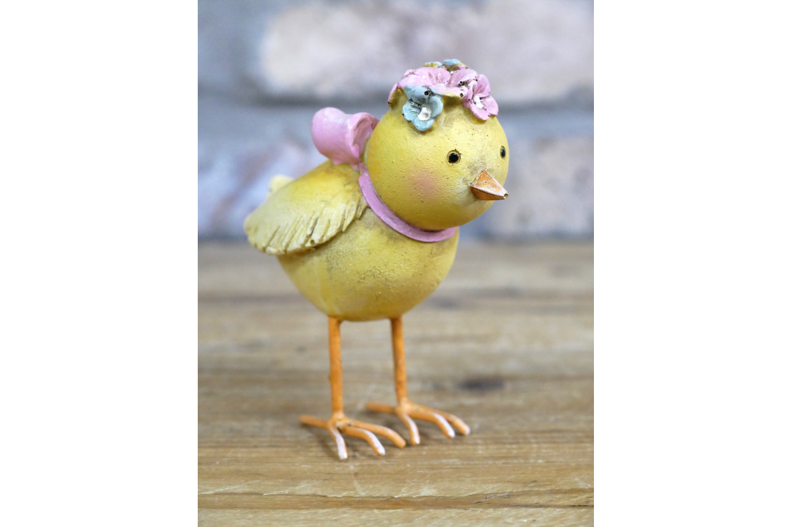 Adorable Yellow Chick with Flowers on head