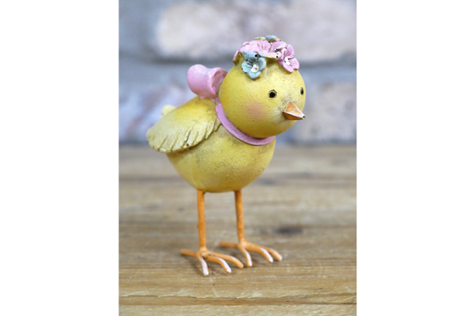 Adorable Yellow Chick with Flowers on head