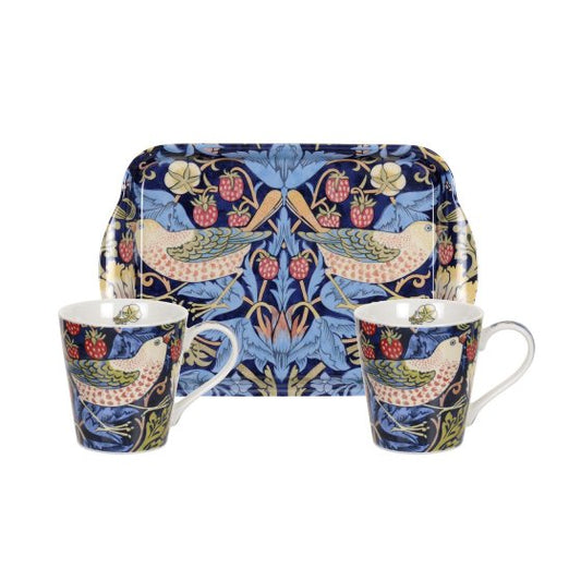 Strawberry Thief Blue Mug & Tray Set