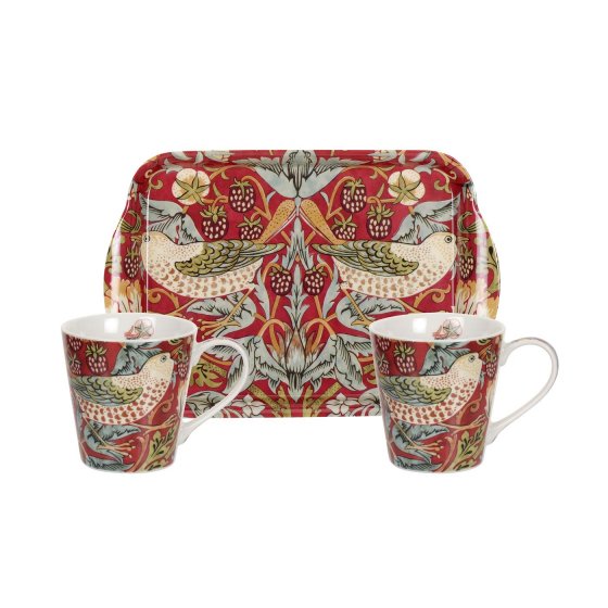 Strawberry Thief Red Mug & Tray Set