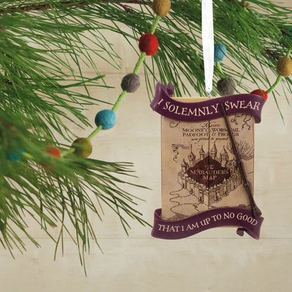 Collectable Harry Potter™ Ornament - Marauder's Map, Wand and Quote Design