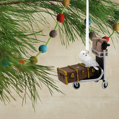 Collectable Harry Potter™ Ornament - Trolley with Trunk and Hedwig the Owl Design