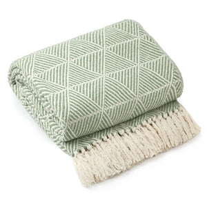 Recycled Cotton Honeycomb Throw / Picnic Blanket - Pistachio 152cm