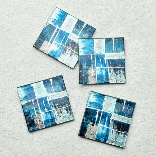 Set of 4 Coasters - Piazza - Blue