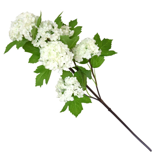 Single Stem Faux 6 Headed Viburnum White 64cm