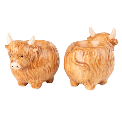 Set of 2 3D Egg Cups Highland Cow