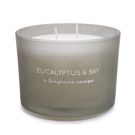 Eucalyptus & Bay Two Wick Glass Wax Filled Pot Candle - Kitchen Garden Scent