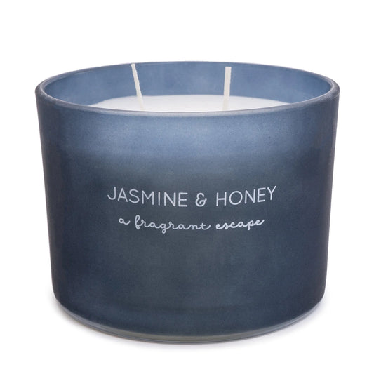 Jasmine & Honey Two Wick Glass Wax Filled Pot Candle - Honeysuckle Scent