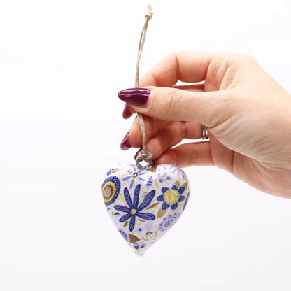 Decor Wood Heart - Blue Floral