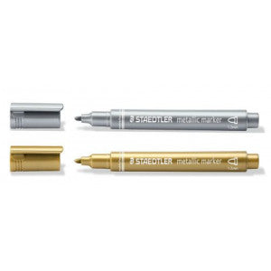 Staedtler Metallic Marker Bullet Tip 1-2mm Line Gold and Silver (Pack 2)