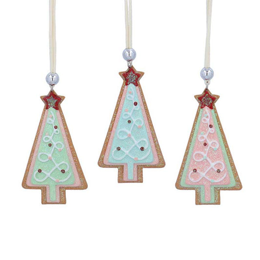 Gisela Graham Resin Gingerbread Tree with Pastel Icing (Assorted Designs)