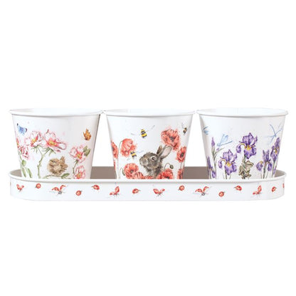 Wrendale Floral Herb Pots & Tray