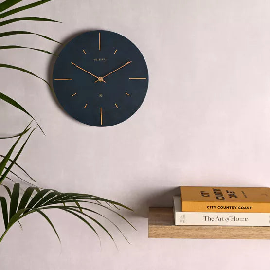 Interval Resin Wall Clock 30cm - Navy & Gold