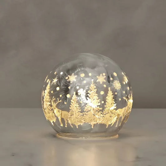 Frosted Reindeer Forest Scene LED Globe Light